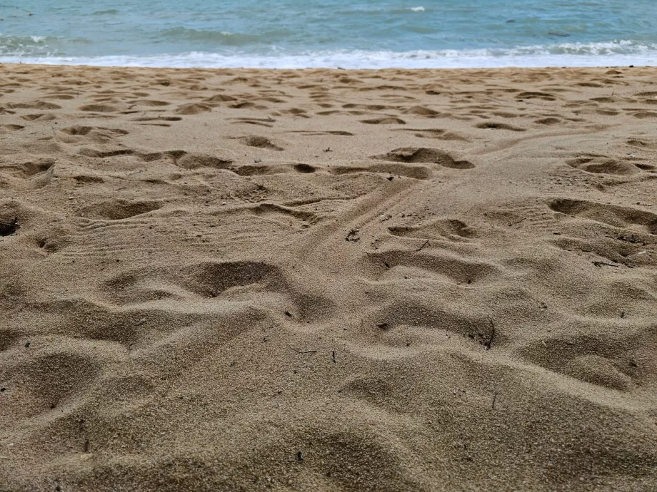 Stambesnis smėlis viešbučio paplūdimyje