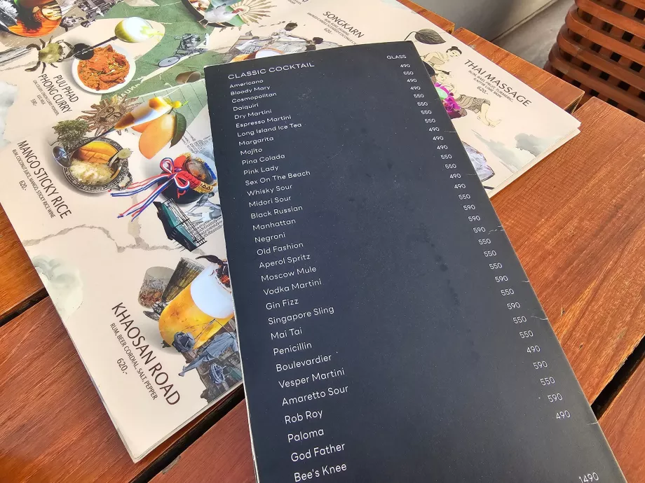 Akara Sky Hanuman - meniu, gėrimai