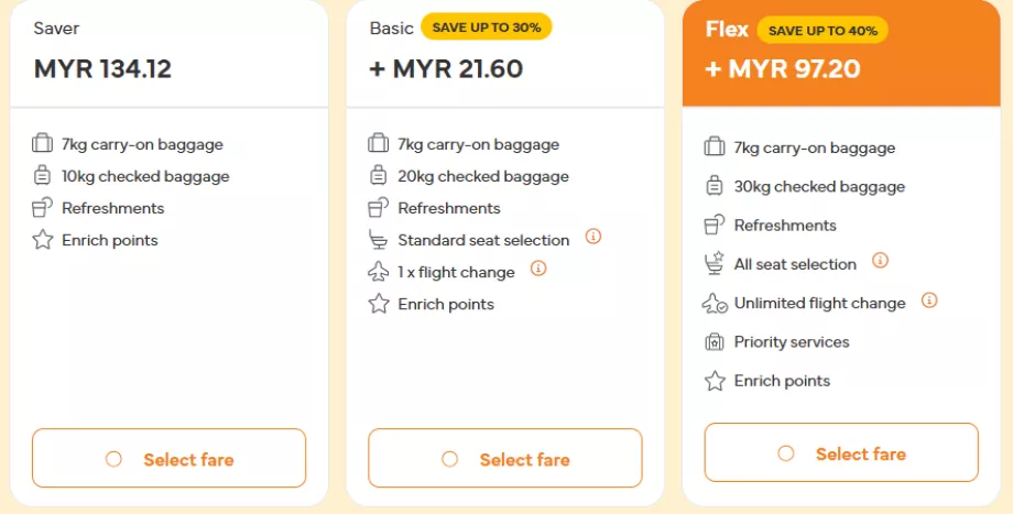 "FireFly" tarifų klasės
