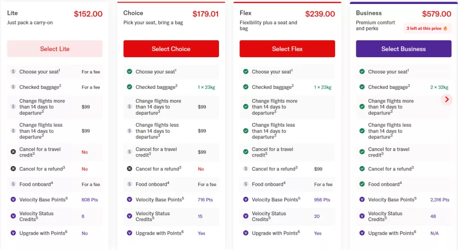 "Virgin Australia" bilietų kainos