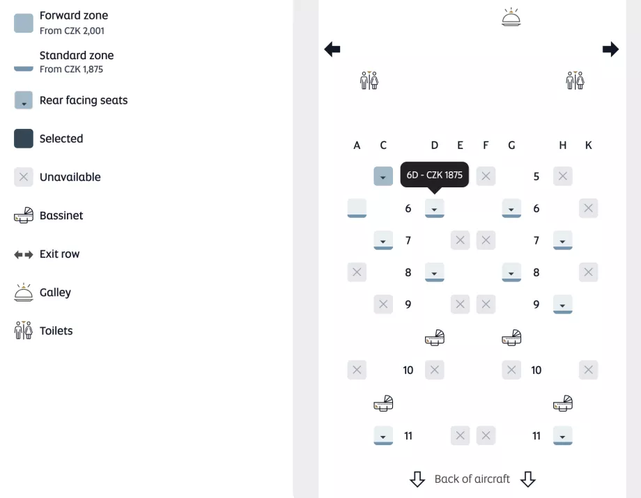 Sėdynių žemėlapis ir sėdynių pasirinkimo kaina