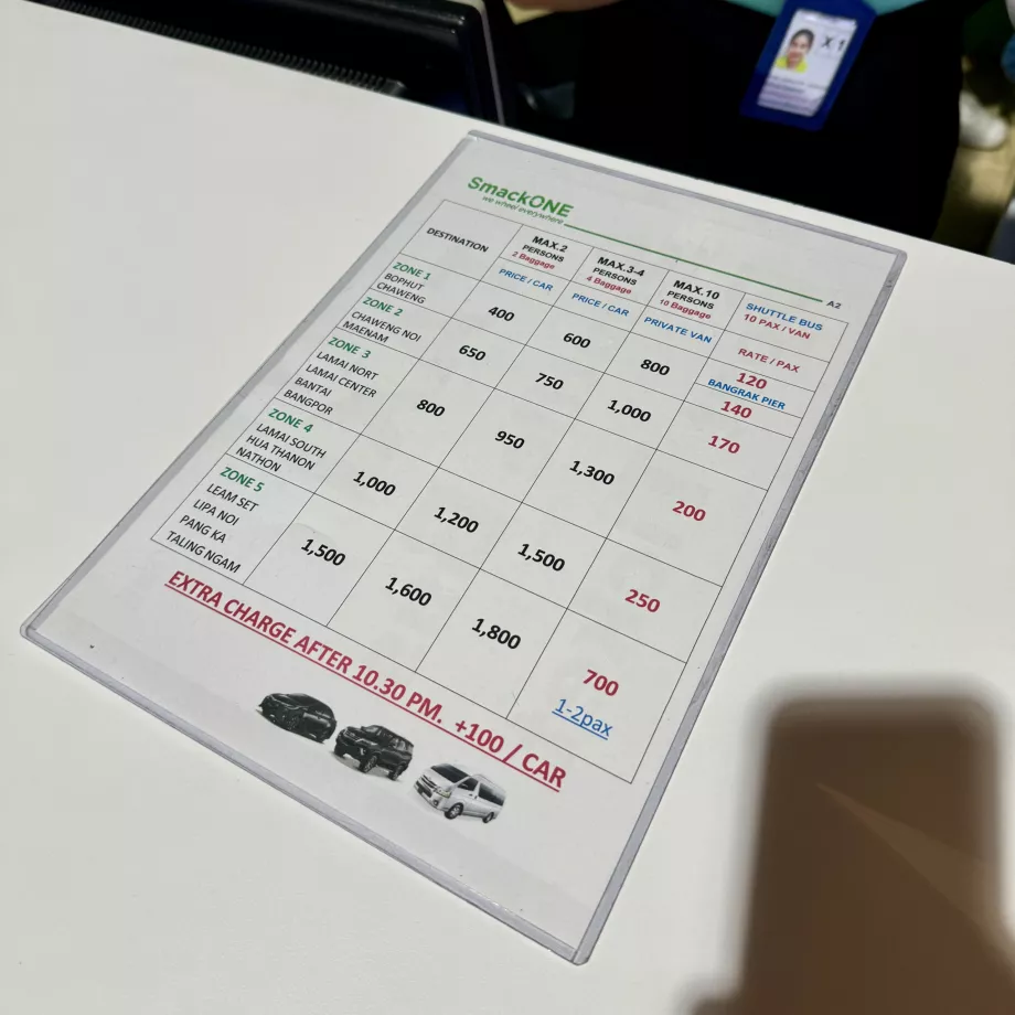 Samui USM oro uosto transporto kainos