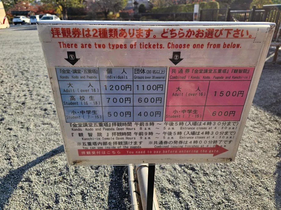 Įėjimo į To-dži šventyklą kaina