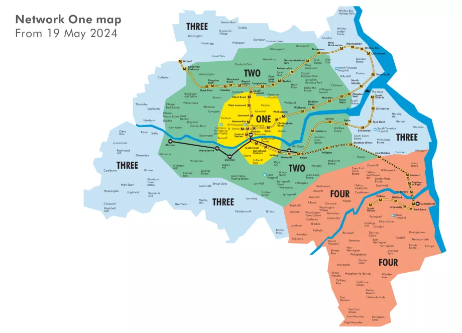 Tyne and Wear Bilietų žemėlapis