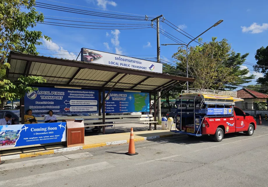 Viešasis transportas, songthawe stotelė prie atvykimo terminalo