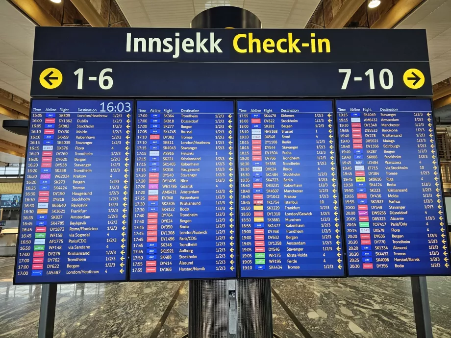 Išvykimo lenta Oslo oro uoste