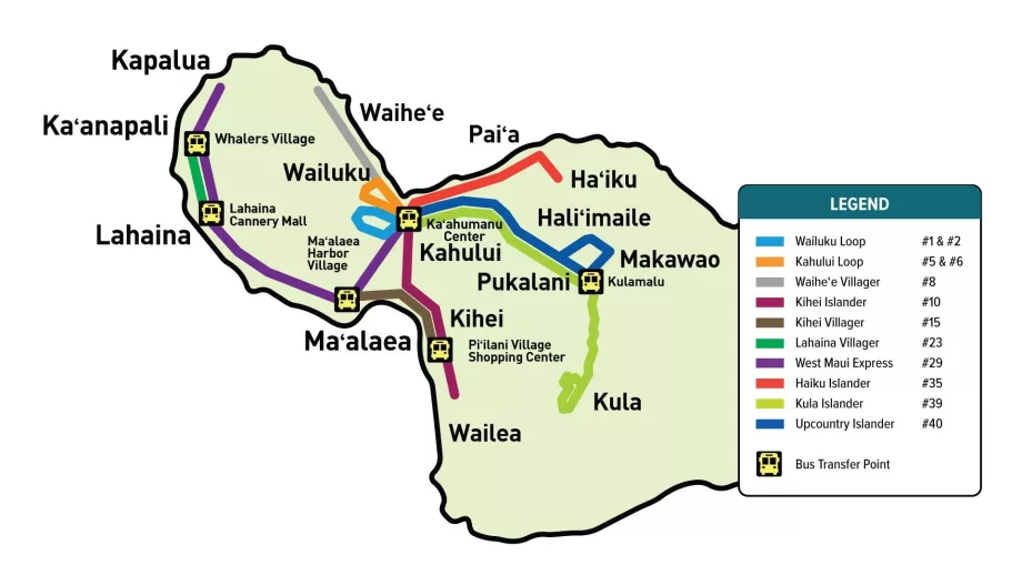 Maui autobusų žemėlapis