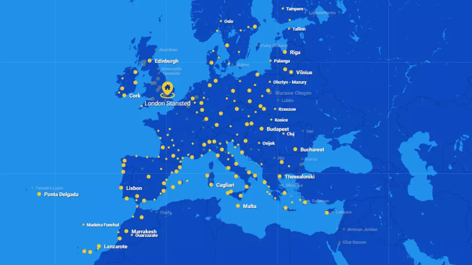 Maršruto žemėlapis "Ryanair