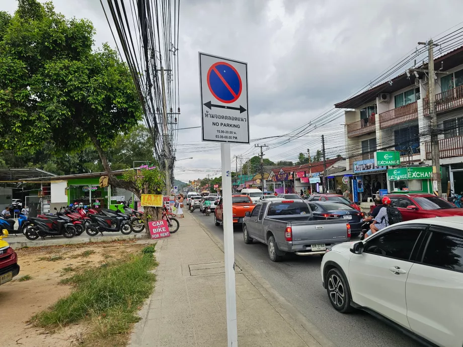 Draudimas statyti automobilius palei pagrindinį kelią