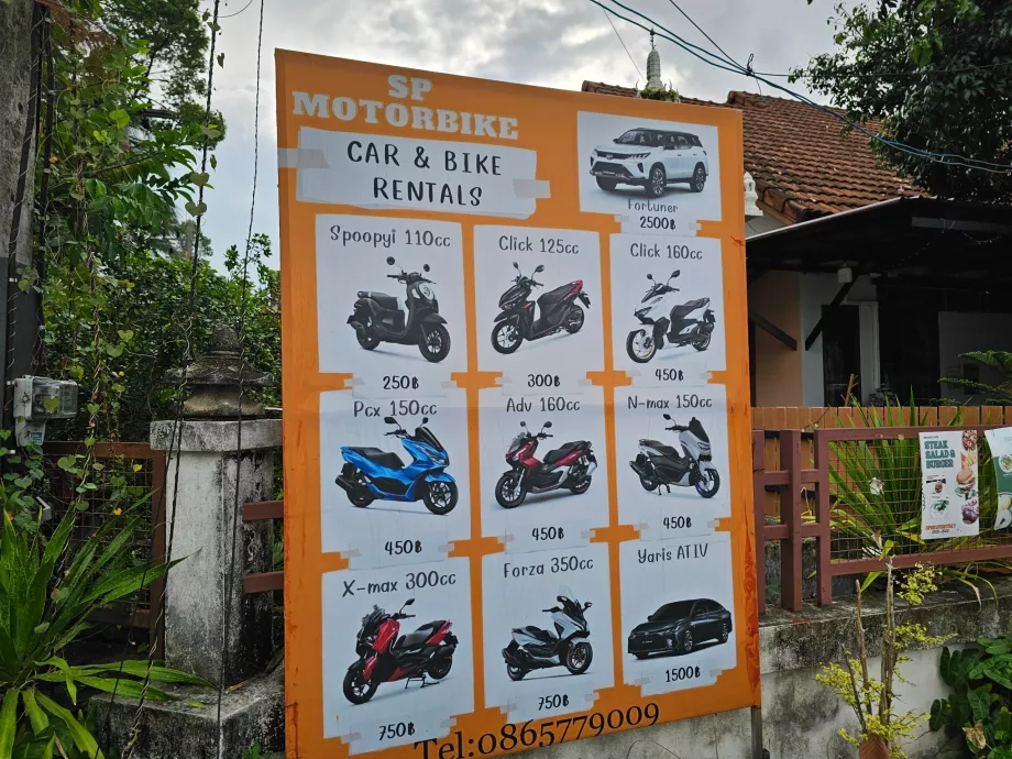 Motorolerių kainos Koh Samui