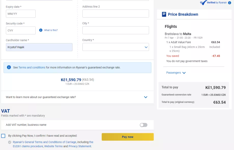 Informacija apie garantuotą valiutos keitimo kursą