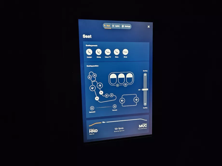 Sėdynės valdymas per planšetinį kompiuterį