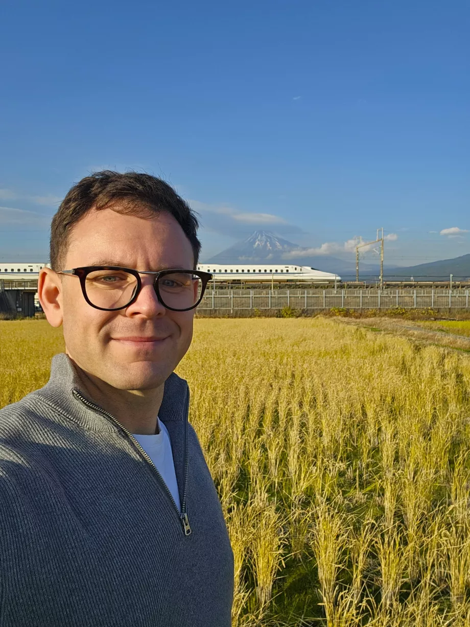 Aš fotografavimo vietoje netoli Fudži