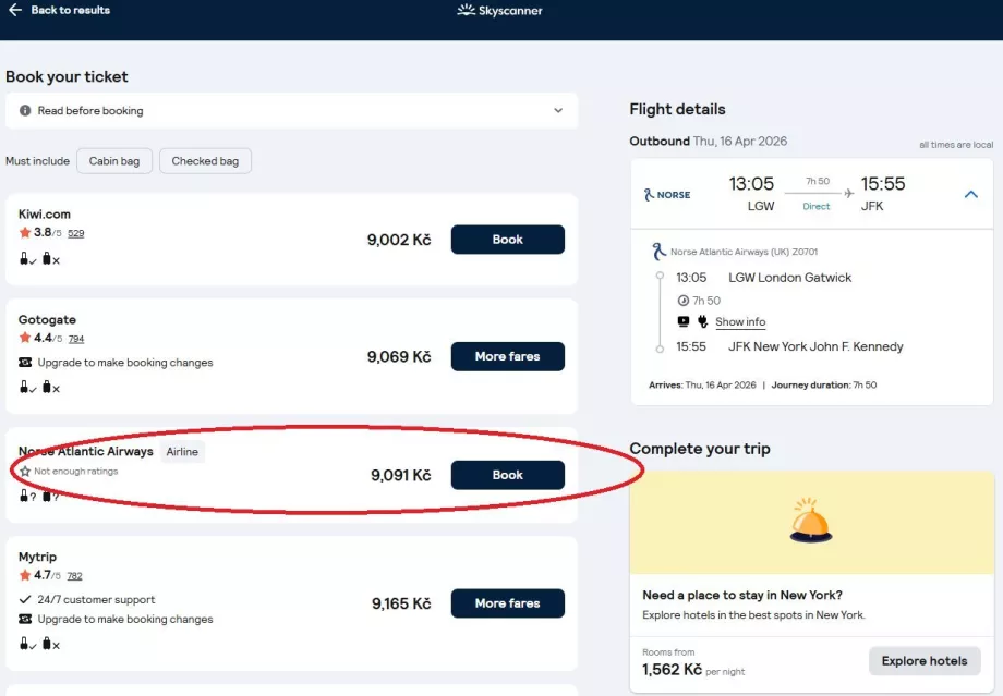 Aviakompanijos svetainės pasirinkimas