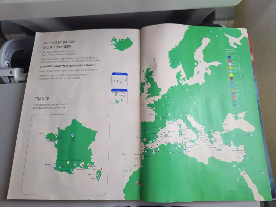 Skrydžio žurnale pateikiamas kelionės krypčių žemėlapis