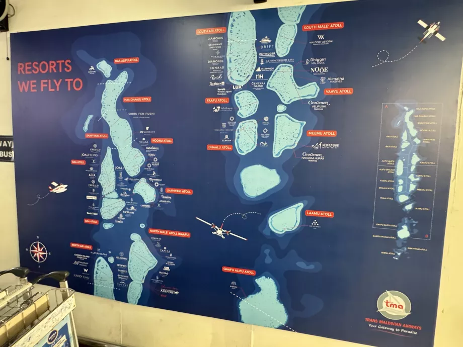 Maršruto žemėlapis Trans Maldivian Airways