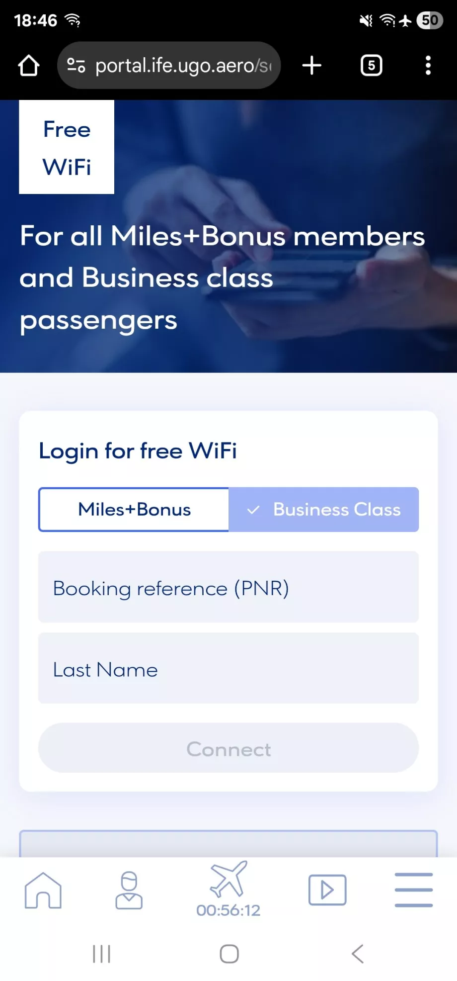 "Wi-Fi" ryšys skrydžio metu