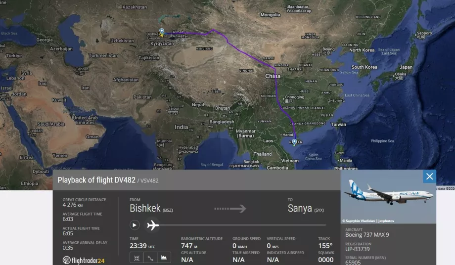 Skrydis Biškekas - Sanja