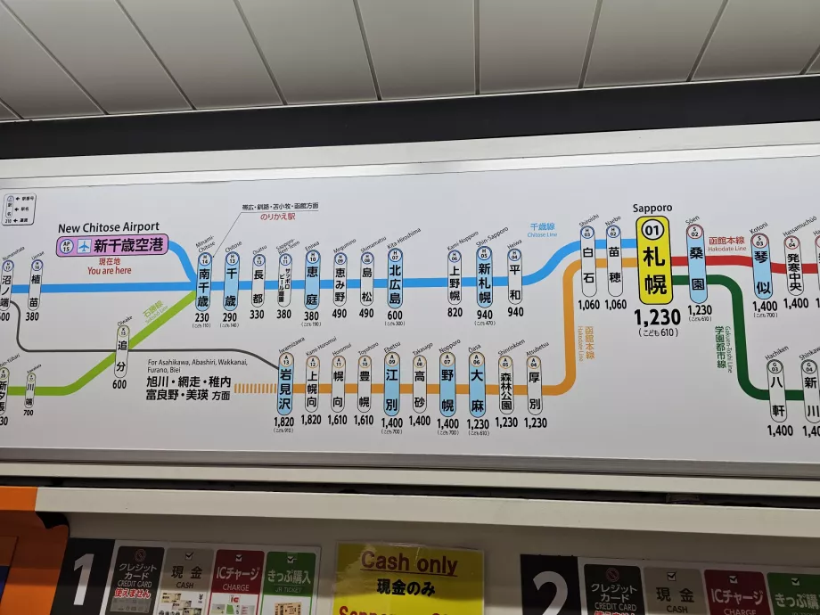 Traukinių bilietų iš oro uosto kainų žemėlapis