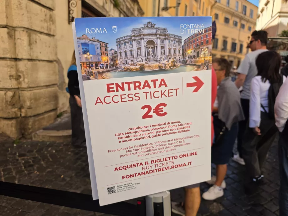 Trevi fontano bilieto kaina
