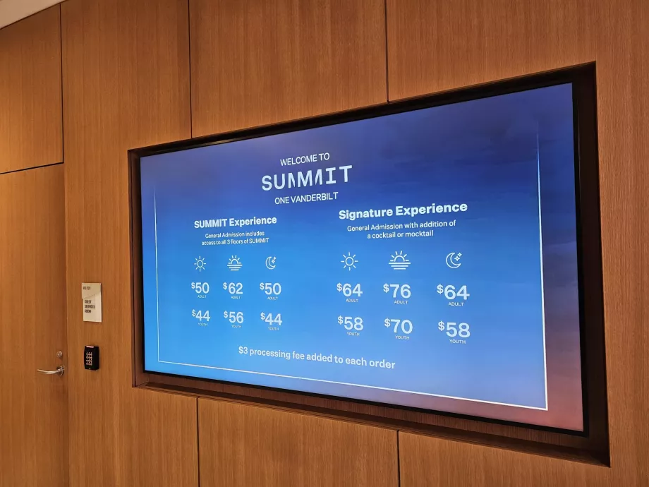 Summit One Vanderbilt, kainoraštis