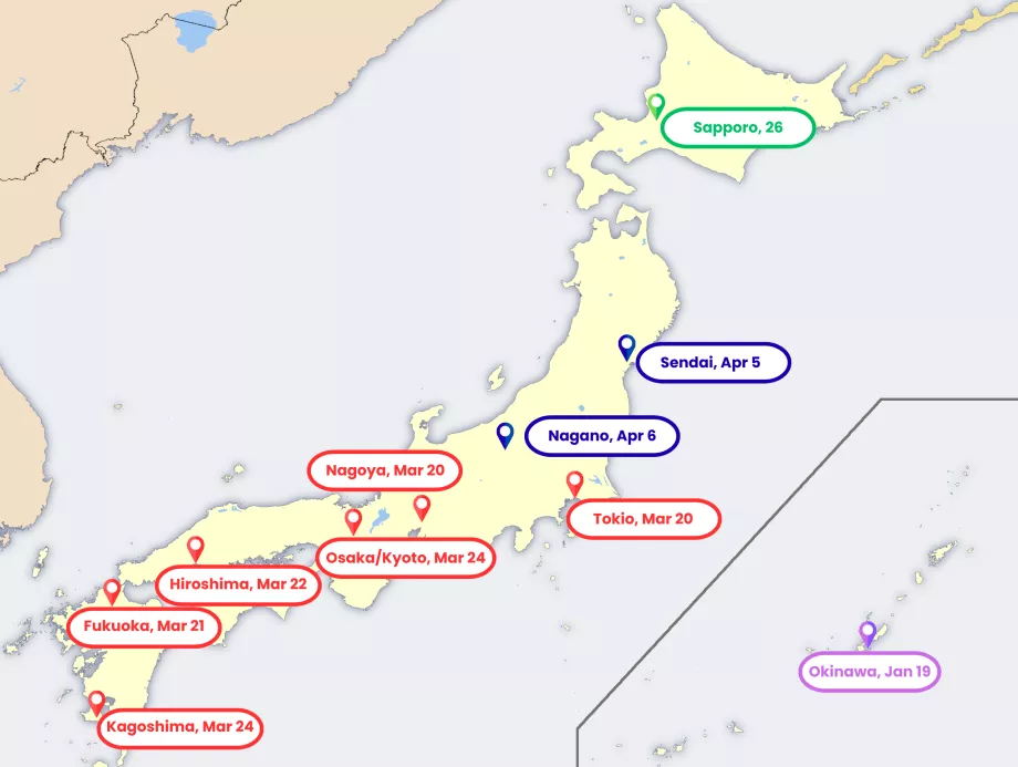 Sakurų žydėjimo žemėlapis