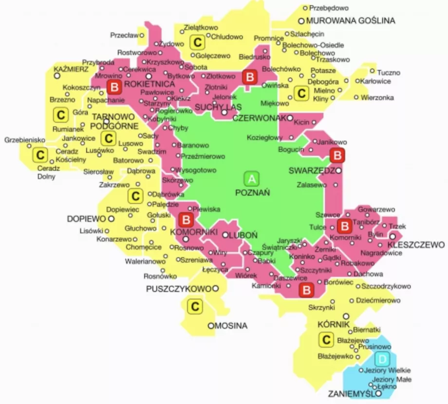 Poznanės viešojo transporto zonos