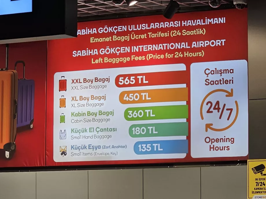 Bagažo saugyklų kainų sąrašas, 2025 m.