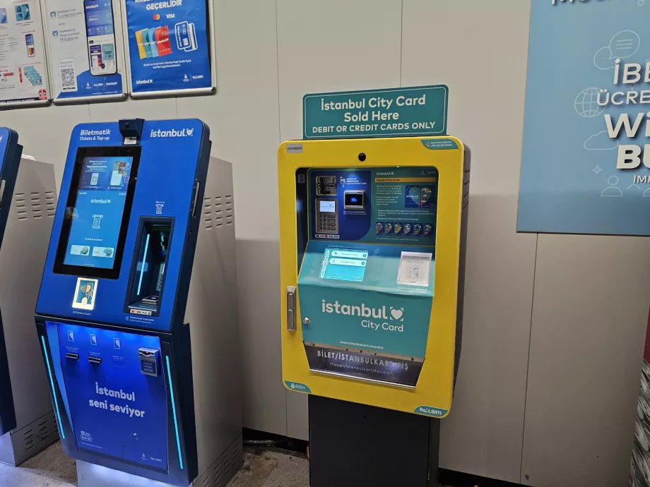 Geltonas dienos ir kelių dienų bilietų pardavimo automatas
