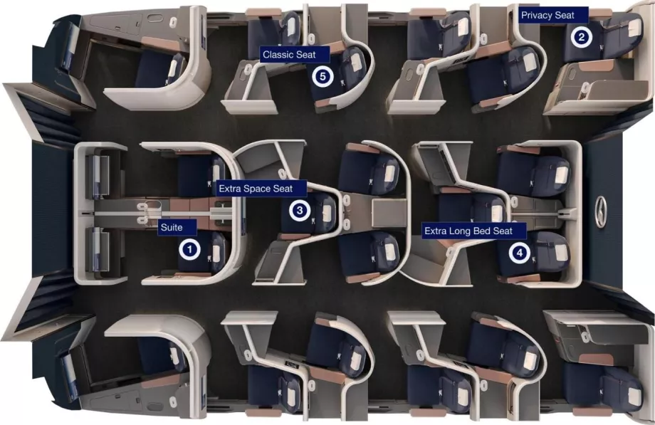 Sėdynių išdėstymas ir tipai, žemėlapis iš lufthansa.com