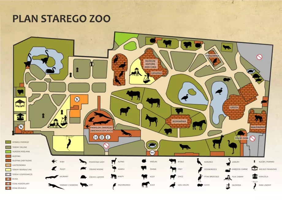 Poznanės senojo zoologijos sodo žemėlapis